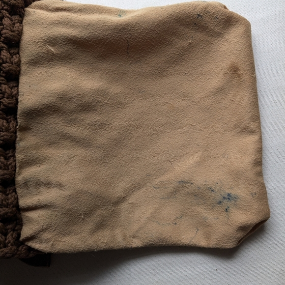 Vintage Clutch Wooden Handles Macrame Handheld Handbag Purse  Brown I-2 - Picture 10 of 11